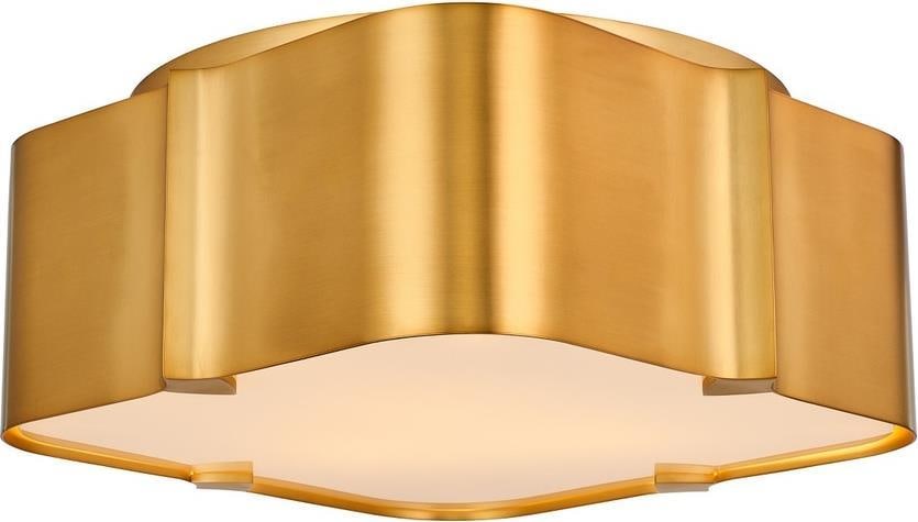 Kalco Art Deco Flush Mount Light Winter Brass 14 Inch Dimmable: Kalco Art Deco Flush Mount Light Winter Brass 14 Inch Dimmable Illuminate your elegant spaces with this Art Deco Brass Flush Mount, a stunning addition to any indoor setting. This beautifully crafted