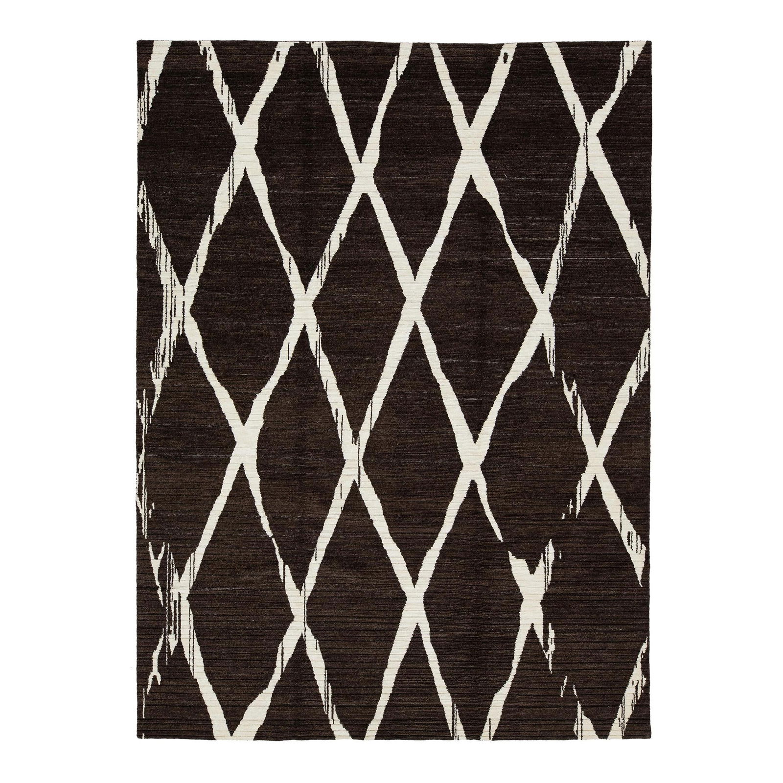 Modern Hand-Woven Wool Kilim Rug 9' x 12' Geometric Design Brown (1 of 10)