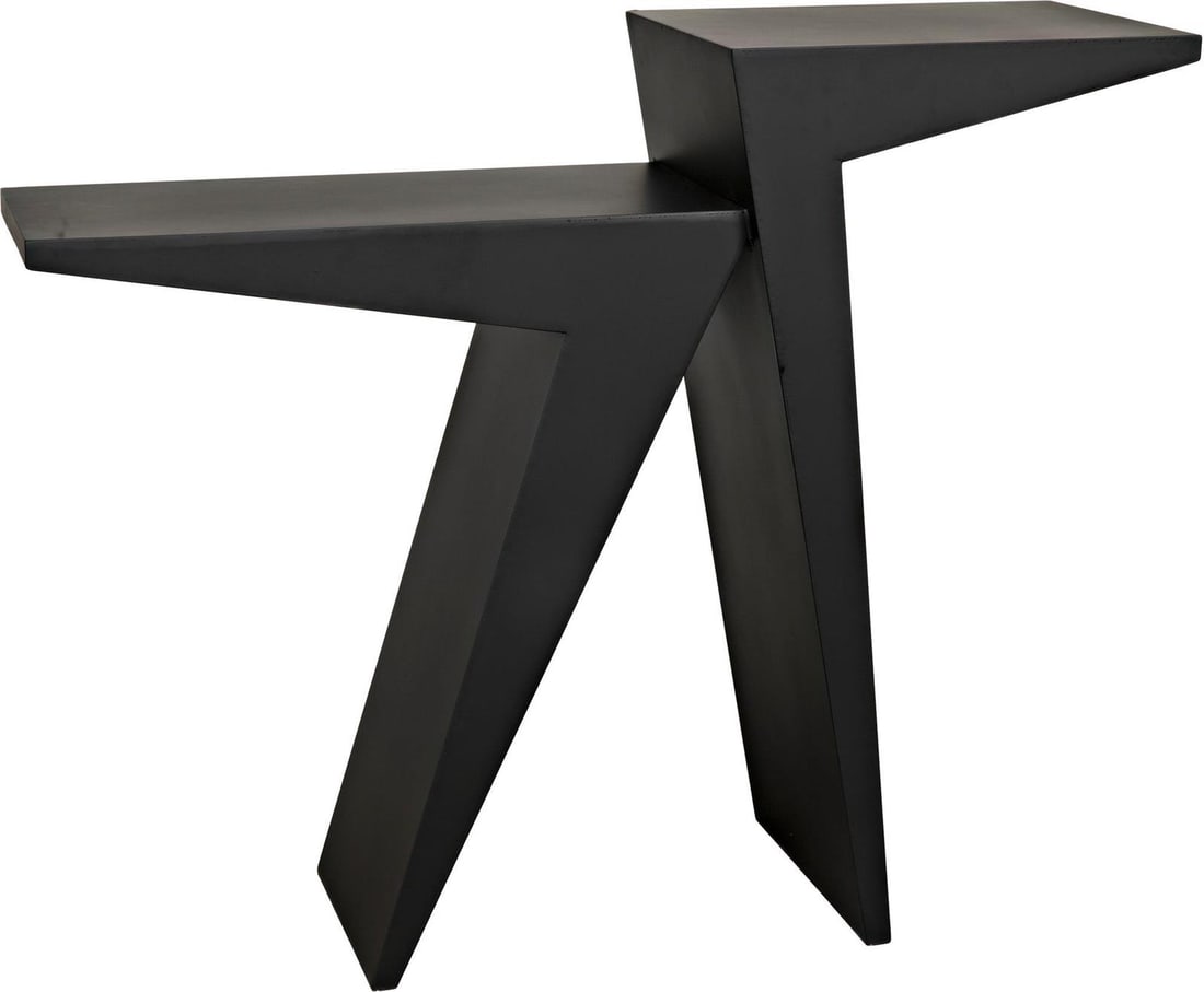 Noir Steam Collection Matte Black Industrial Console Table (1 of 1)