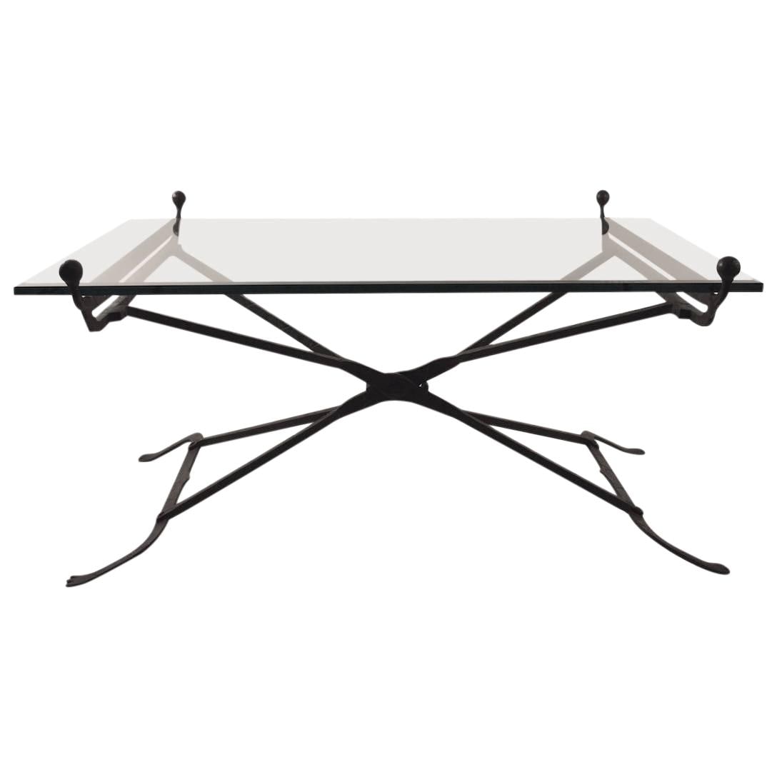 Gothic Style Wrought Iron Coffee Table with Bevelled Glass Top (1 of 10)