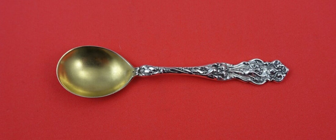 Wallace Irian Art Nouveau Sterling Silver Gold Washed Spoon 4" (1 of 5)
