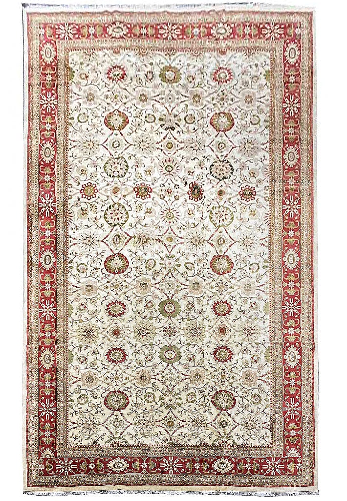 Ivory Jaipur Hand-Knotted Area Rug 12.7 x 24.2 Large Size (1 of 18)