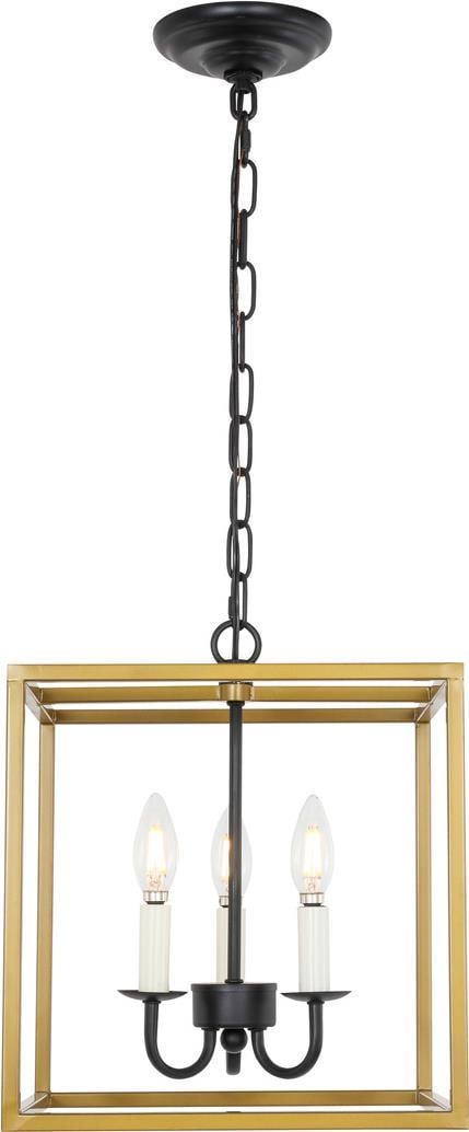 Elegant Lighting Brass & Black Eclipse Bowl Chandelier 3 Lights UL-Listed (1 of 1)