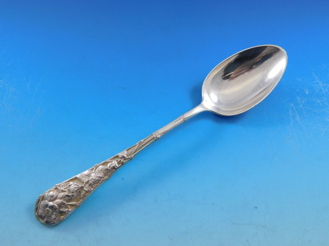 Gorham Eglantine Sterling Silver Serving Spoon Vintage Floral 8 5/8 inches (1 of 4)