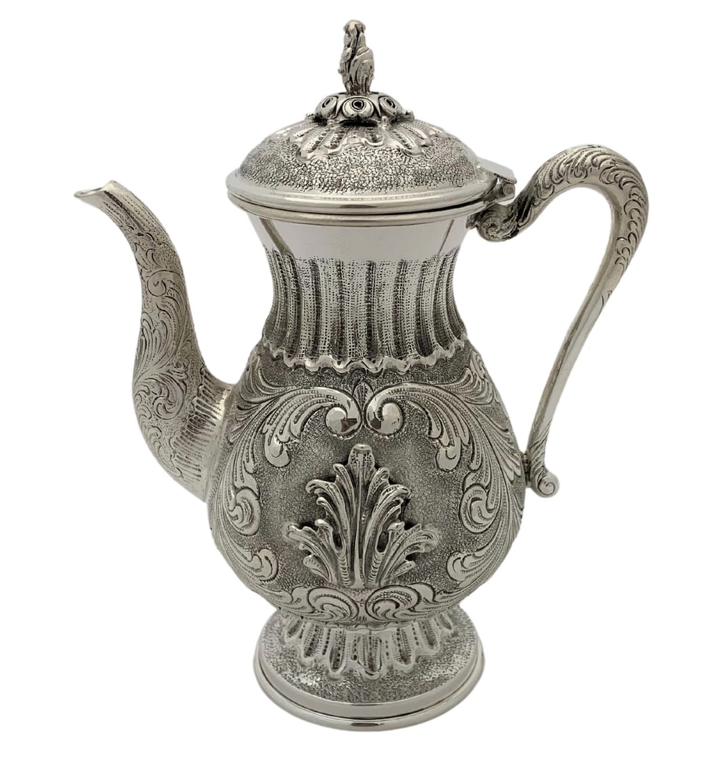 Handmade 925 Sterling Silver Chased Leaf Oil Pitcher 7.5 Inches (1 of 4)