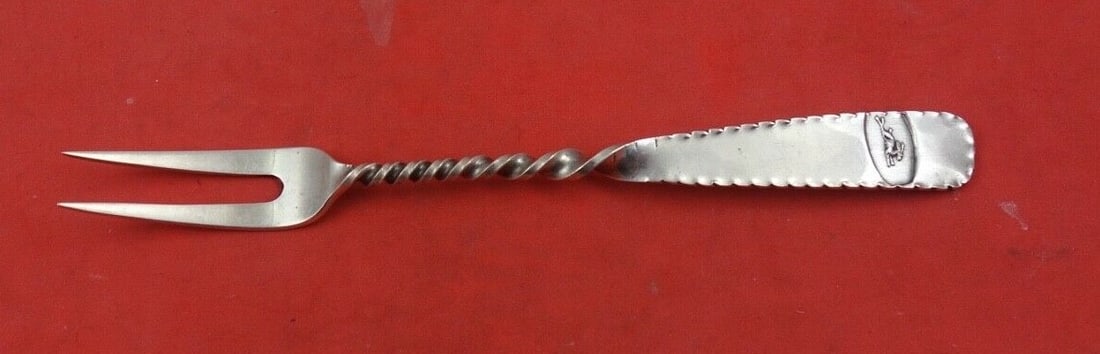 Gorham Hamburg Sterling Silver 2-Tine Cocktail Fork Rabbit 6" (1 of 2)