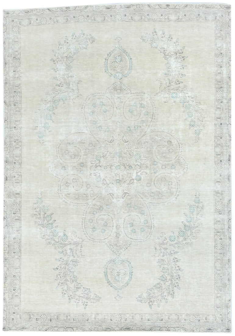 Handmade Vintage Oriental Rug 7'4 x 10'3 Floral Wool Carpet: Handmade Vintage Oriental Rug 7'4 x 10'3 Floral Wool Carpet Enhance your living space with this exquisite Handmade Distressed Vintage Oriental Rug. Measuring 7'4" x 10'3", this area rug features a stu