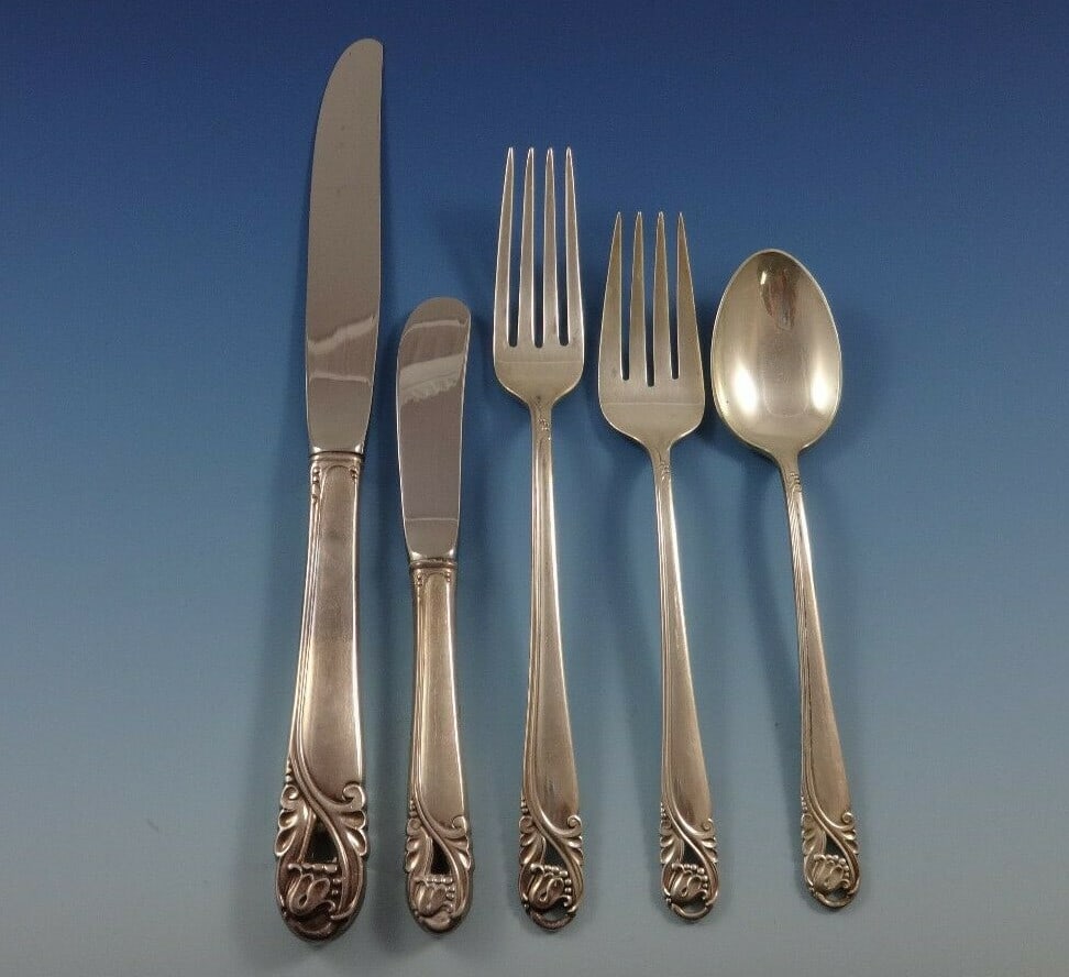 International Silver Spring Glory Sterling Silver Flatware Set 46 Pieces with Bonus Chest (1 of 7)