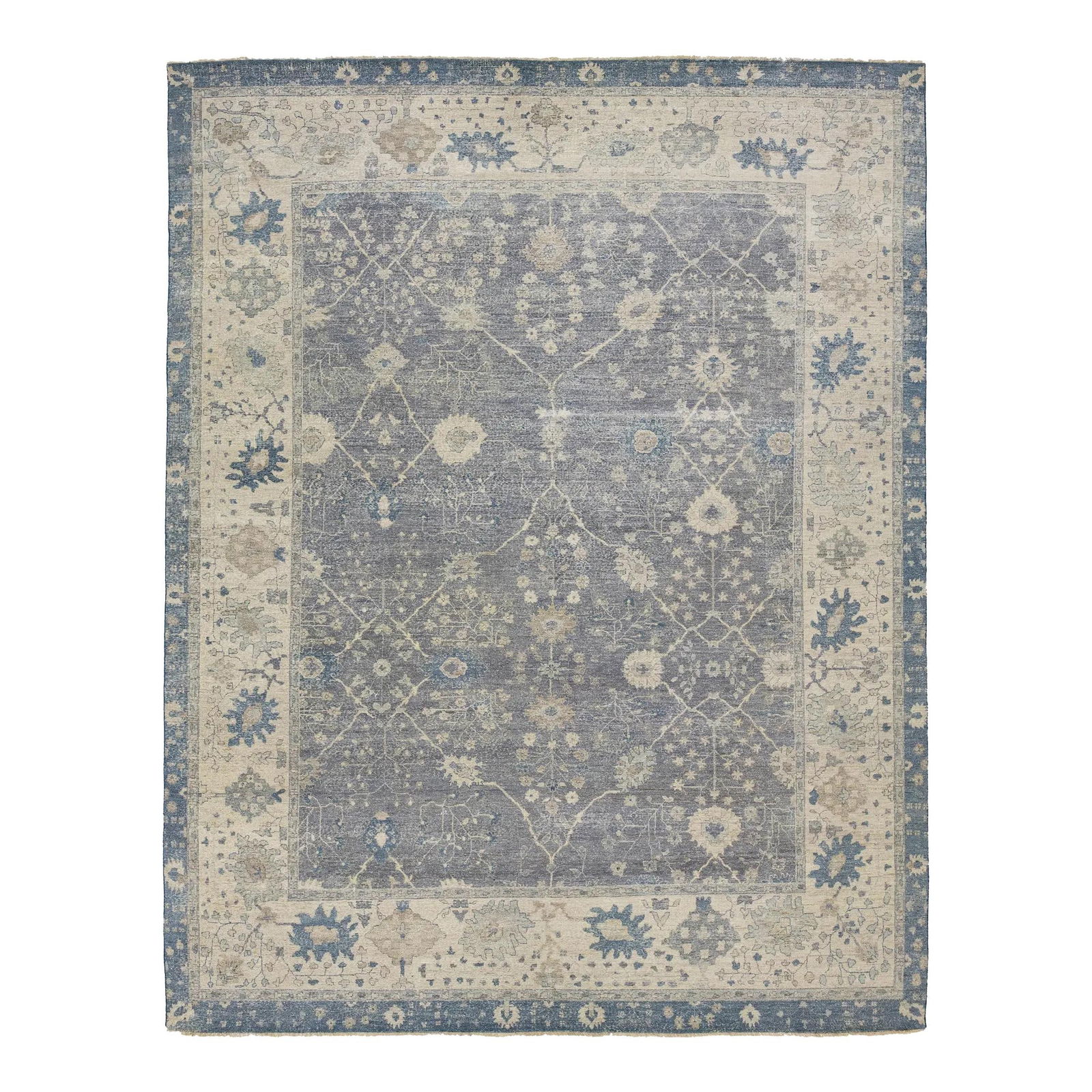 Handmade Blue Mahal Style Indian Wool Rug (1 of 10)