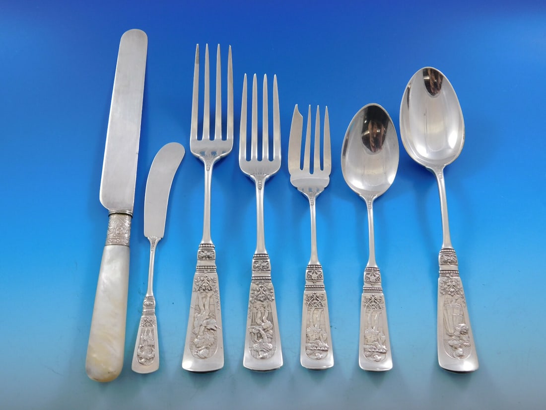 Gorham Fontainebleau Sterling Silver Flatware Set 74 pcs Multi-Motif Service for 8 (1 of 8)