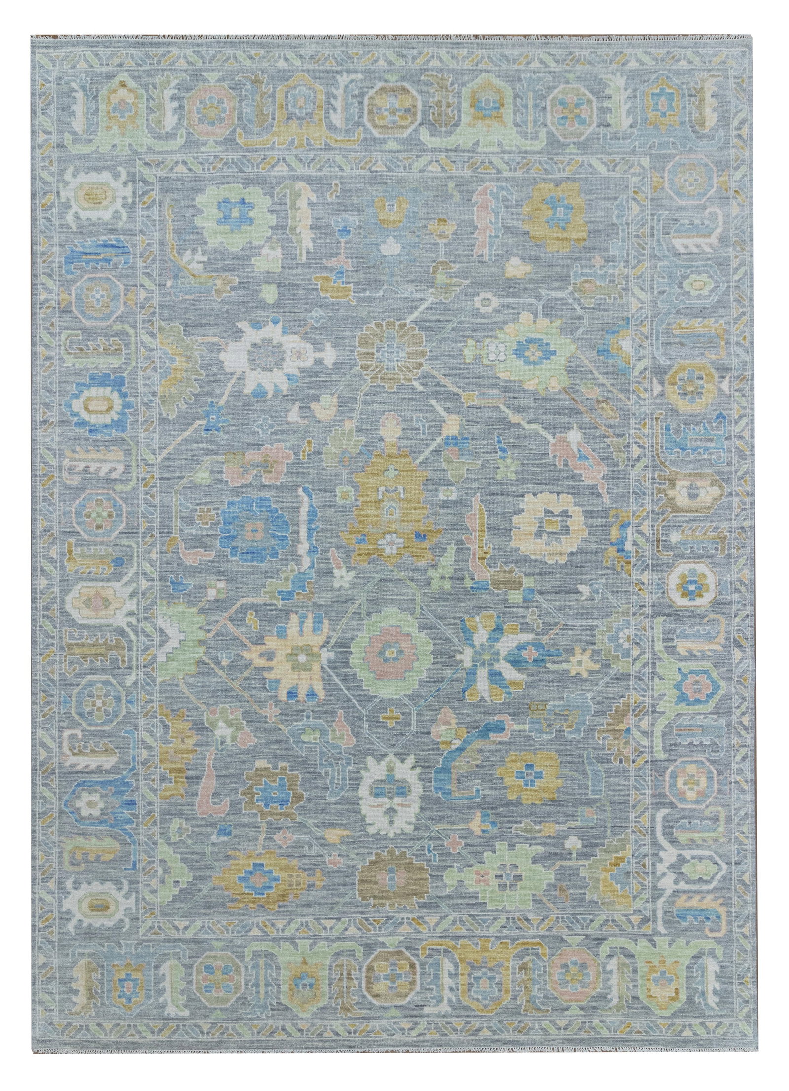 Handmade Oushak Rug 12.2x18 Slate Blue Gray Premium Wool: Handmade Oushak Rug 12.2x18 Slate Blue Gray Premium Wool Free continental US Shipping Discover the exquisite 12.2' x 18.0' Amazing Oushak Rug in a serene slate blue gray color palette. This stunning a