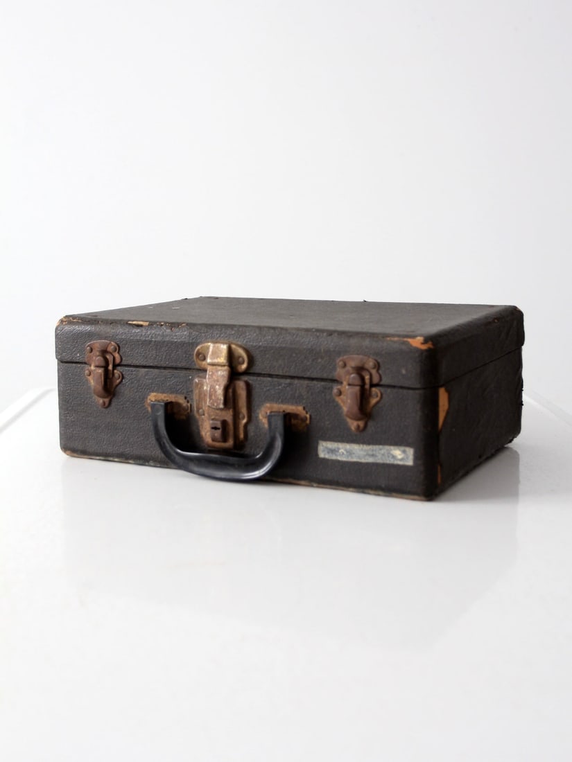 1930s Vintage Tool Case Black Luggage with Three Lock Closure (1 of 6)