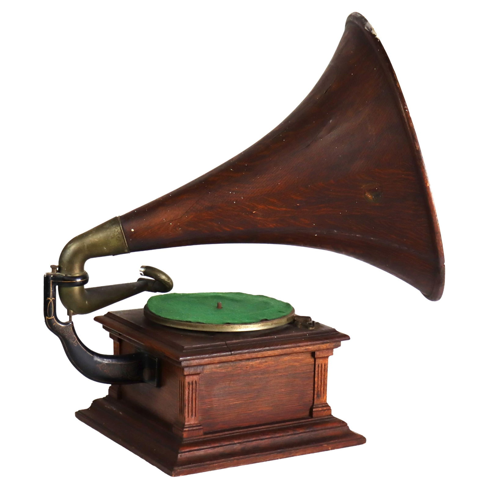 Oak Phonograph Talking Machine Victor Victrola Number 3 with Matching Oak Horn (1 of 9)