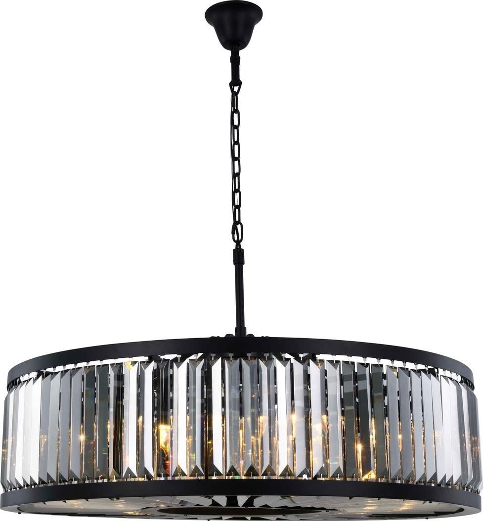 Elegant Lighting Chelsea Pendant Light Matte Black Silver Crystal 10 Bulbs: Elegant Lighting Chelsea Pendant Light Matte Black Silver Crystal 10 Bulbs Illuminate your space with the Chelsea Pendant, a striking blend of matte black and silver shine. This pendant light features