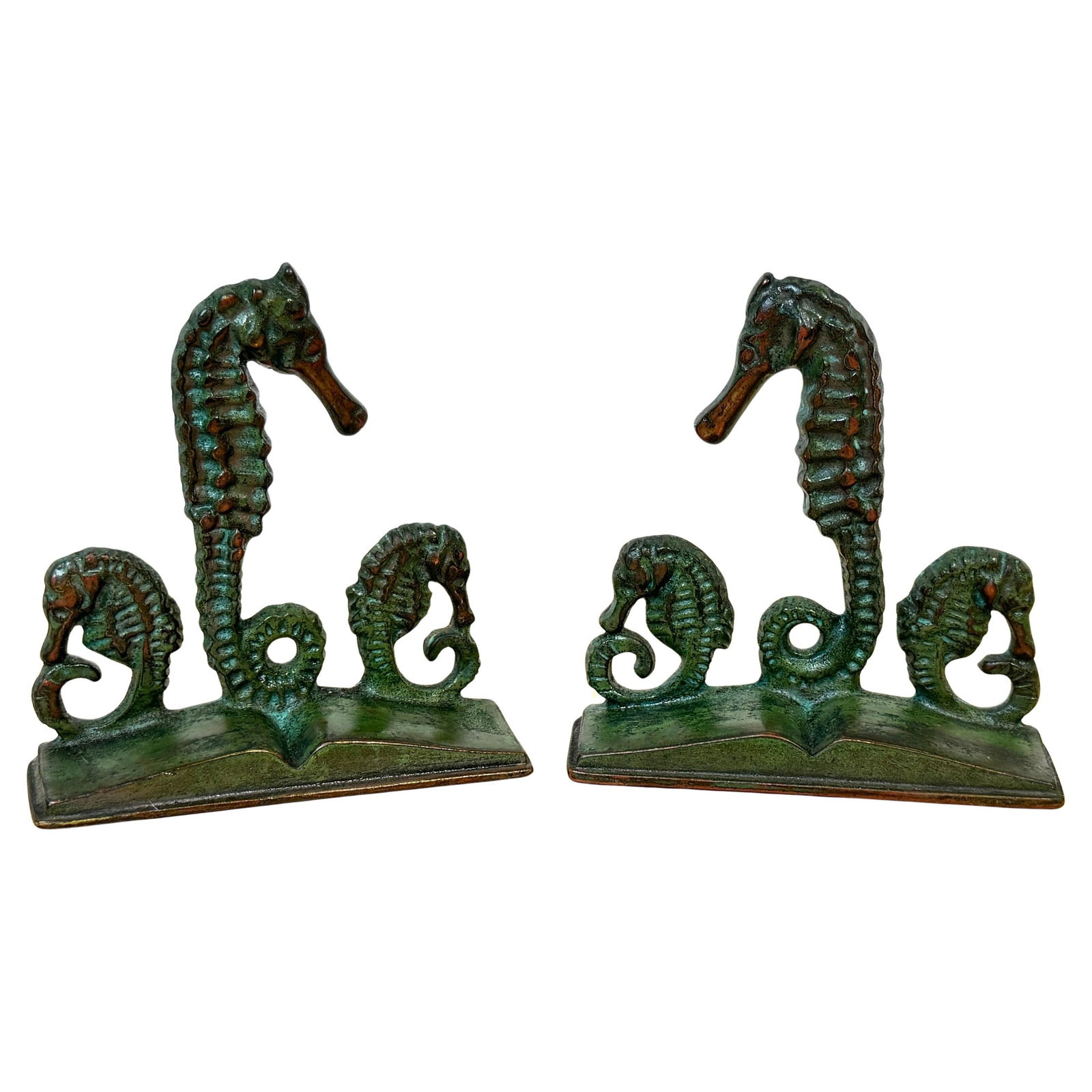 E.T. Hurley Arts & Crafts Seahorse Bookends Set of 2 c.1920 (1 of 11)