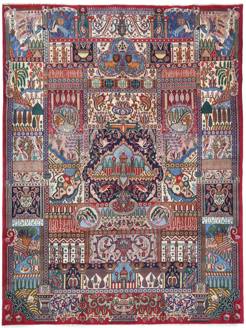 Vintage Hand-Knotted Wool Area Rug 9'5 x 12'6 One-of-a-Kind: Vintage Hand-Knotted Wool Area Rug 9'5 x 12'6 One-of-a-Kind Discover this exquisite vintage one-of-a-kind Oriental wool rug, measuring 9'5" x 12'6". This stunning area rug features a multicolored pale