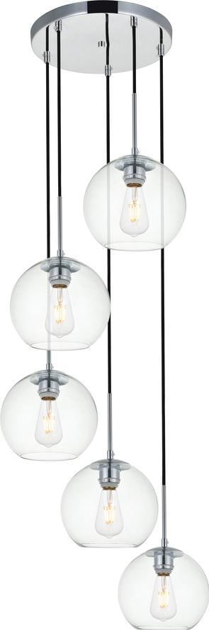 Elegant Baxter 5-Light Pendant Light in Chrome Clear Finish (1 of 1)