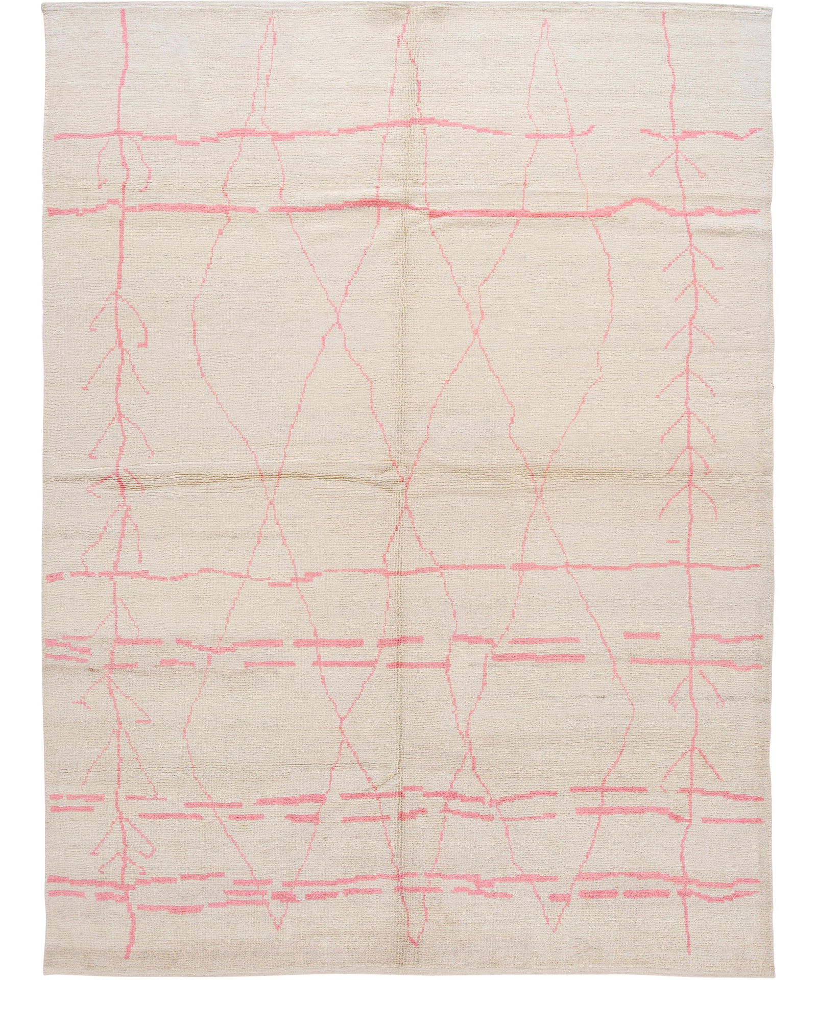 Handmade Beige Pink Tribal Moroccan Wool Rug 9' x 12'2" (1 of 10)