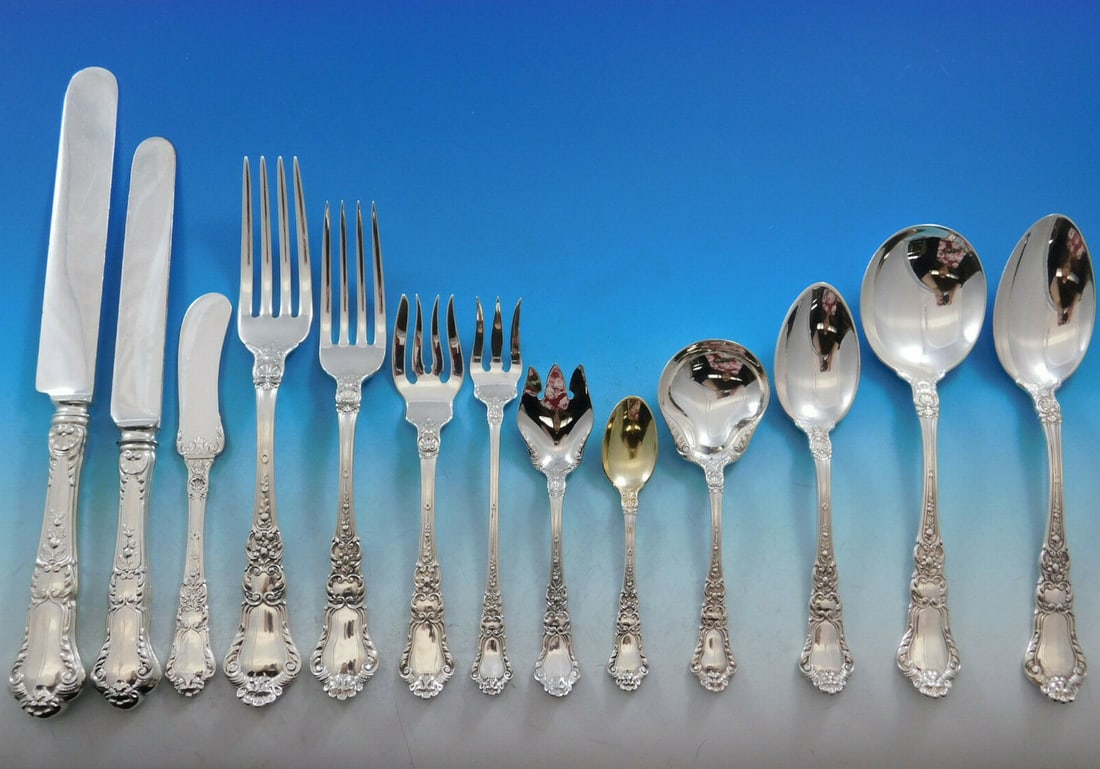 Gorham Baronial Old Sterling Silver Flatware Set 195 pcs Service for 36 (1 of 12)