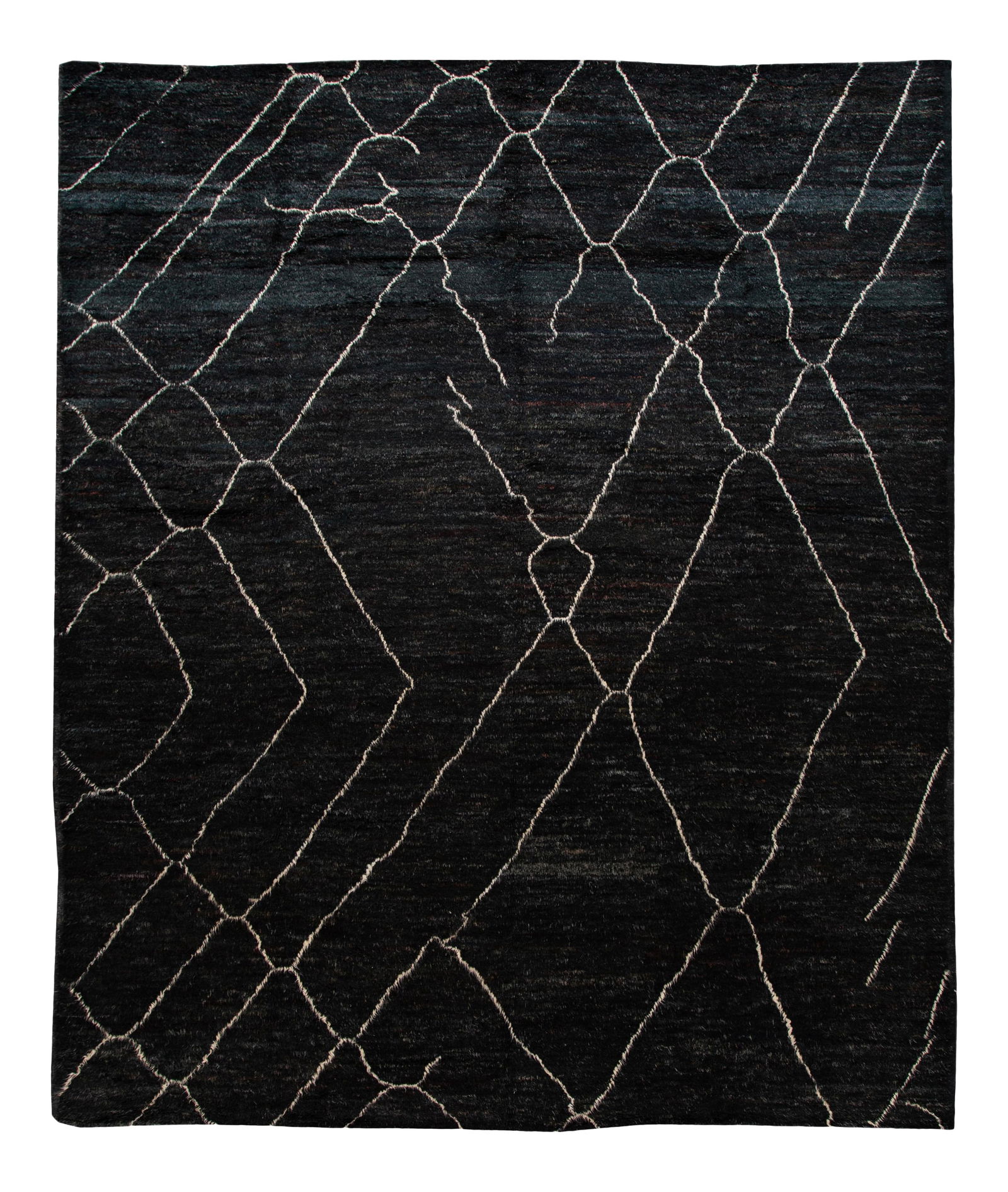 Oversize Black Moroccan Wool Rug with Geometric Pattern 12'2 x 14'6 (1 of 10)