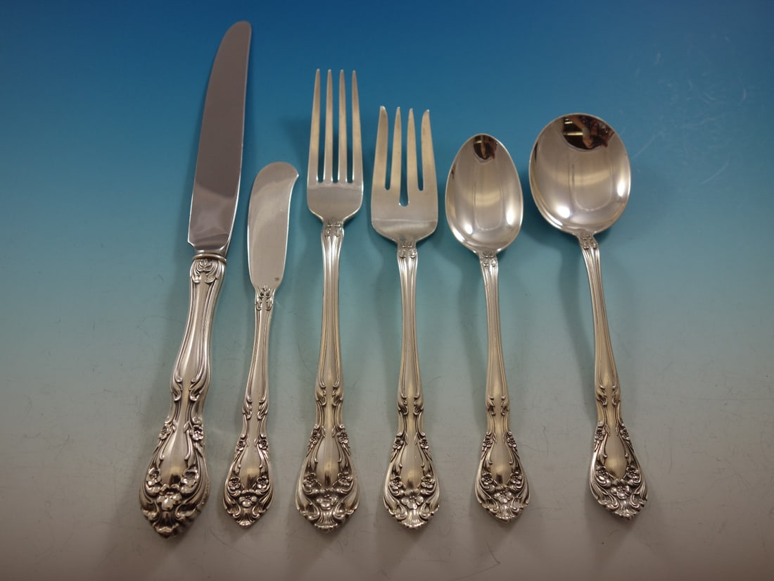 Alvin Chateau Rose Sterling Silver Flatware Set 48 Pieces for 8 with Storage Chest (1 of 8)
