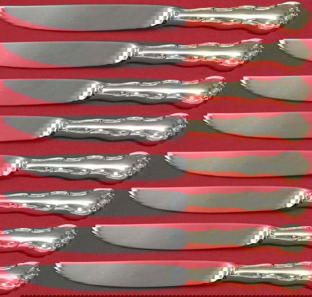 Gorham Rondo Sterling Silver Steak Knife Set 8pc Hollow Handle 8 inch (1 of 3)