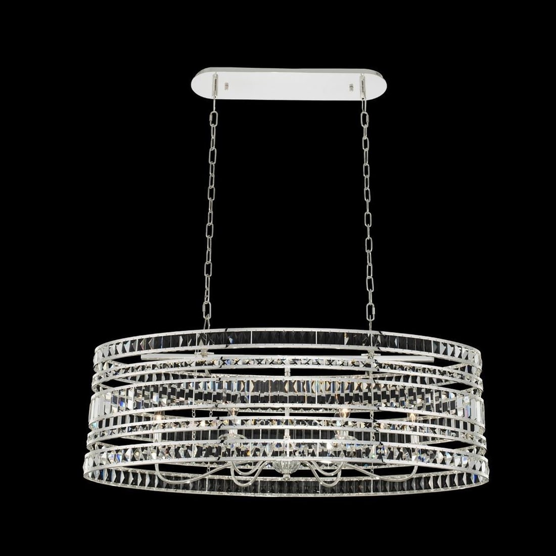Kalco Strato Chandelier Polished Silver Crystal 6 Bulb Dimmable (1 of 1)