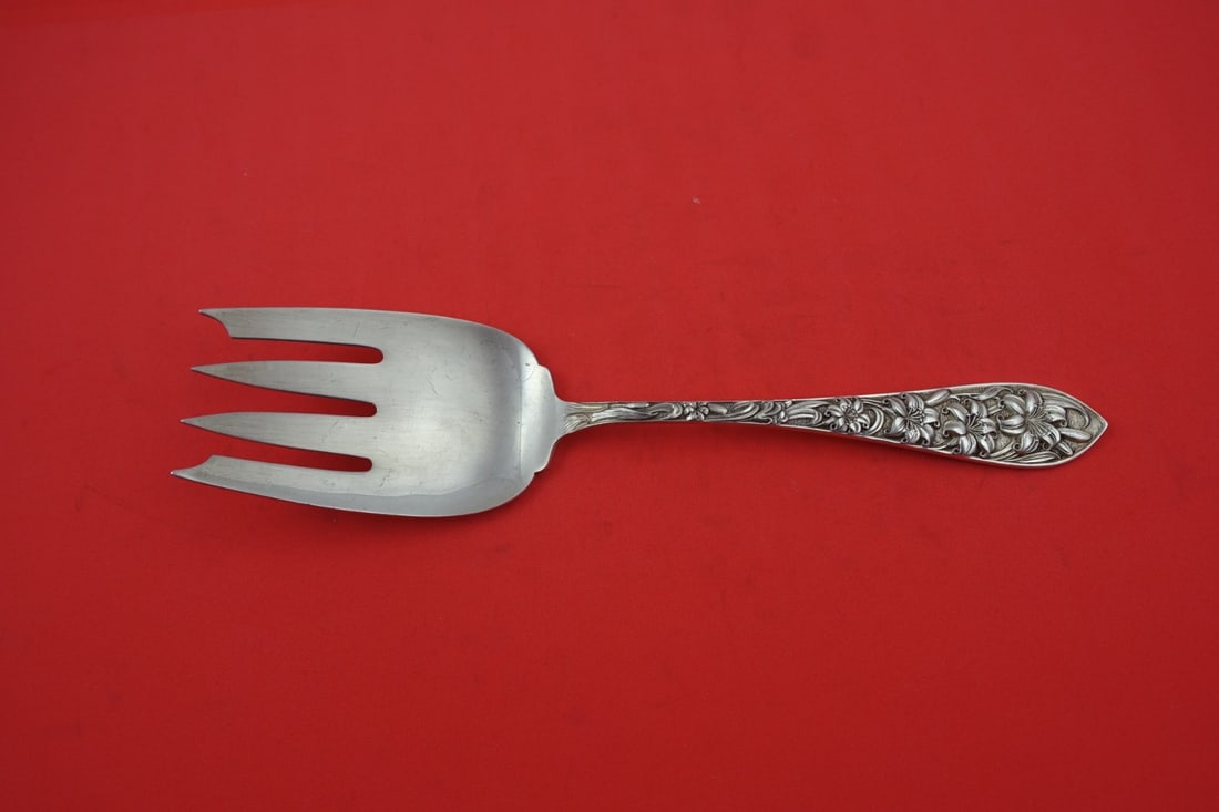 Frank M. Whiting Easter Lily Sterling Silver Salad Serving Fork 9.25" (1 of 2)