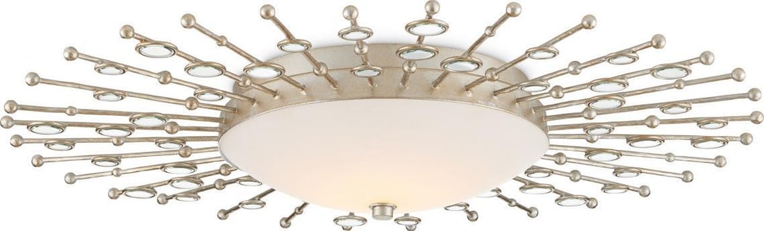 Currey Contemporary Silver Planisphere Ceiling Light 28x28 Dimmable LED: Currey Contemporary Silver Planisphere Ceiling Light 28x28 Dimmable LED Illuminate your space with the Contemporary Silver Planisphere Ceiling Light, a stylish addition to modern interiors. This flush