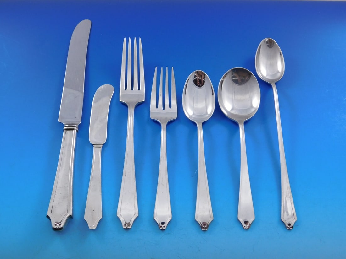 International Silver Minuet Sterling Flatware Set for 12 90 Pieces with Storage Chest: International Silver Minuet Sterling Flatware Set for 12 90 Pieces with Storage Chest Elevate your dining experience with the Minuet flatware set by International Sterling, featuring 90 exquisite piec