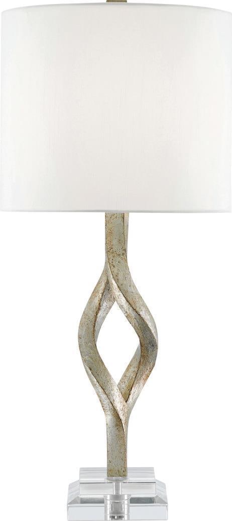 Currey Elyx Silver Leaf Table Lamp Contemporary Design 31.5": Currey Elyx Silver Leaf Table Lamp Contemporary Design 31.5" Elevate your modern interior with the Elyx Silver Leaf Table Lamp. This contemporary lamp features a stunning Chinois Silver Leaf finish an