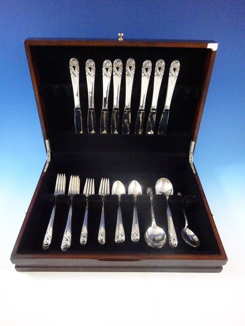 International Silver Spring Glory Flatware Set 41 pcs with D Monogram (1 of 7)