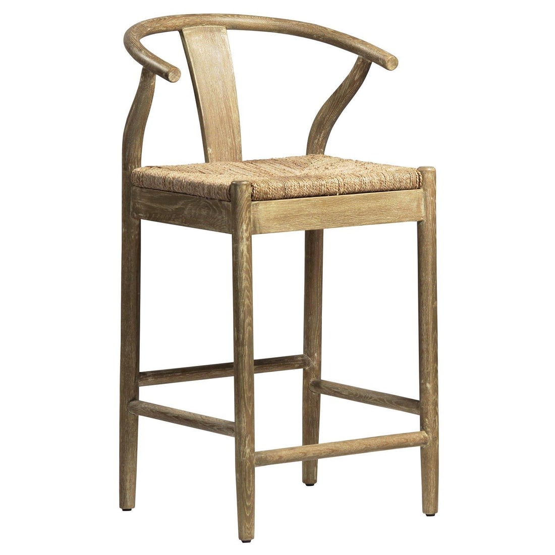Moya Rustic Oak Wood Counter Stool with Seagrass Seat (1 of 1)