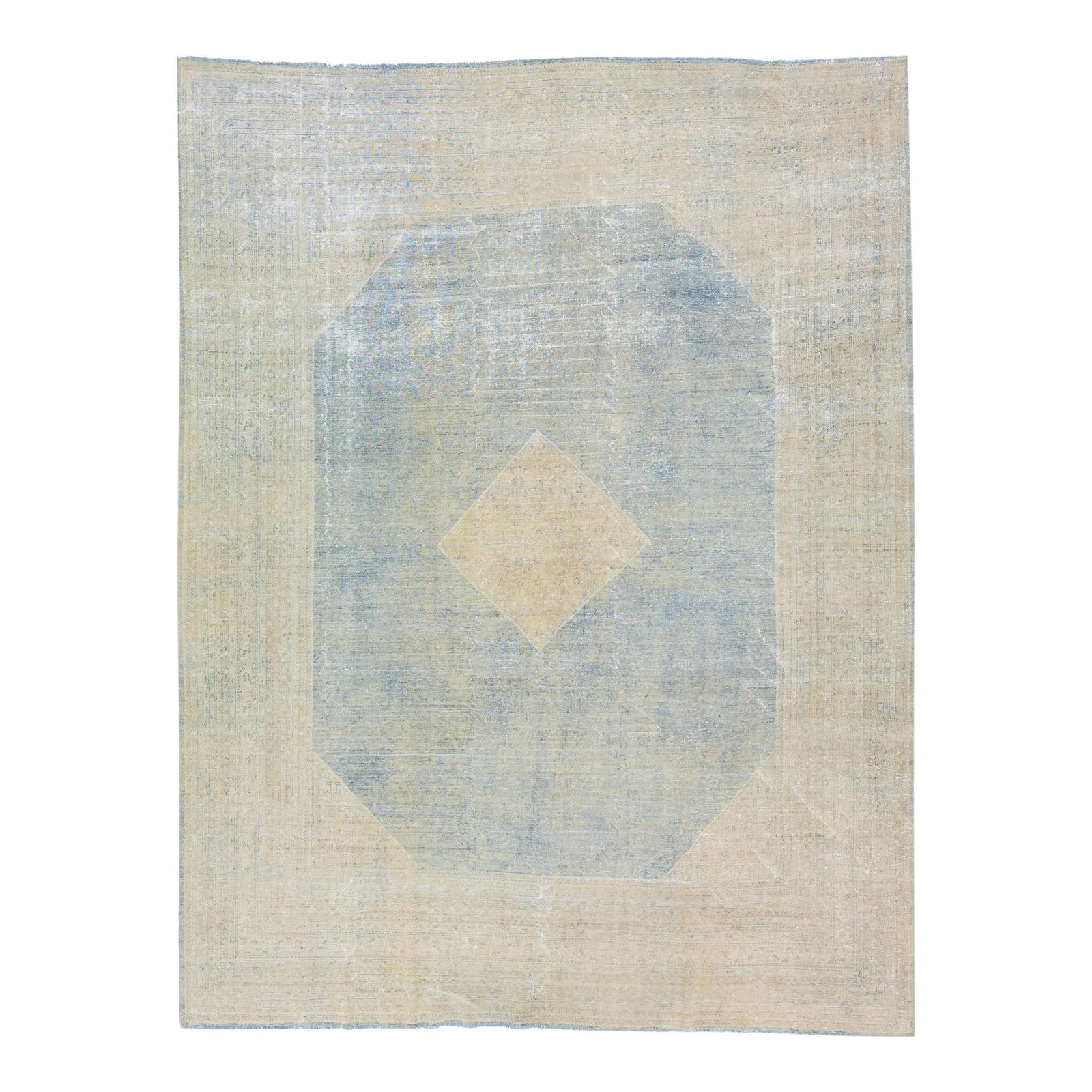 Handmade Antique Persian Mahal Wool Rug Blue Medallion 9'10 x 12'10: Handmade Antique Persian Mahal Wool Rug Blue Medallion 9'10 x 12'10 Discover the elegance of this handmade antique Persian Mahal wool rug, showcasing a stunning blue field adorned with a medallion mot