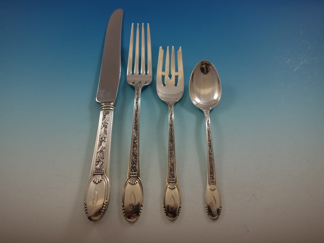 Alvin Mastercraft Sterling Silver Flatware Set 48 PC with C Monograms (1 of 7)