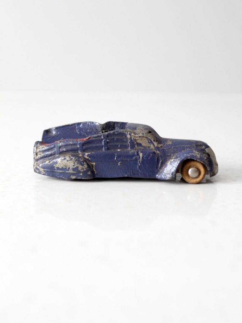 1930s Vintage Sun Rubber Toy Pickup Truck Blue with Yellow Wheels (1 of 10)