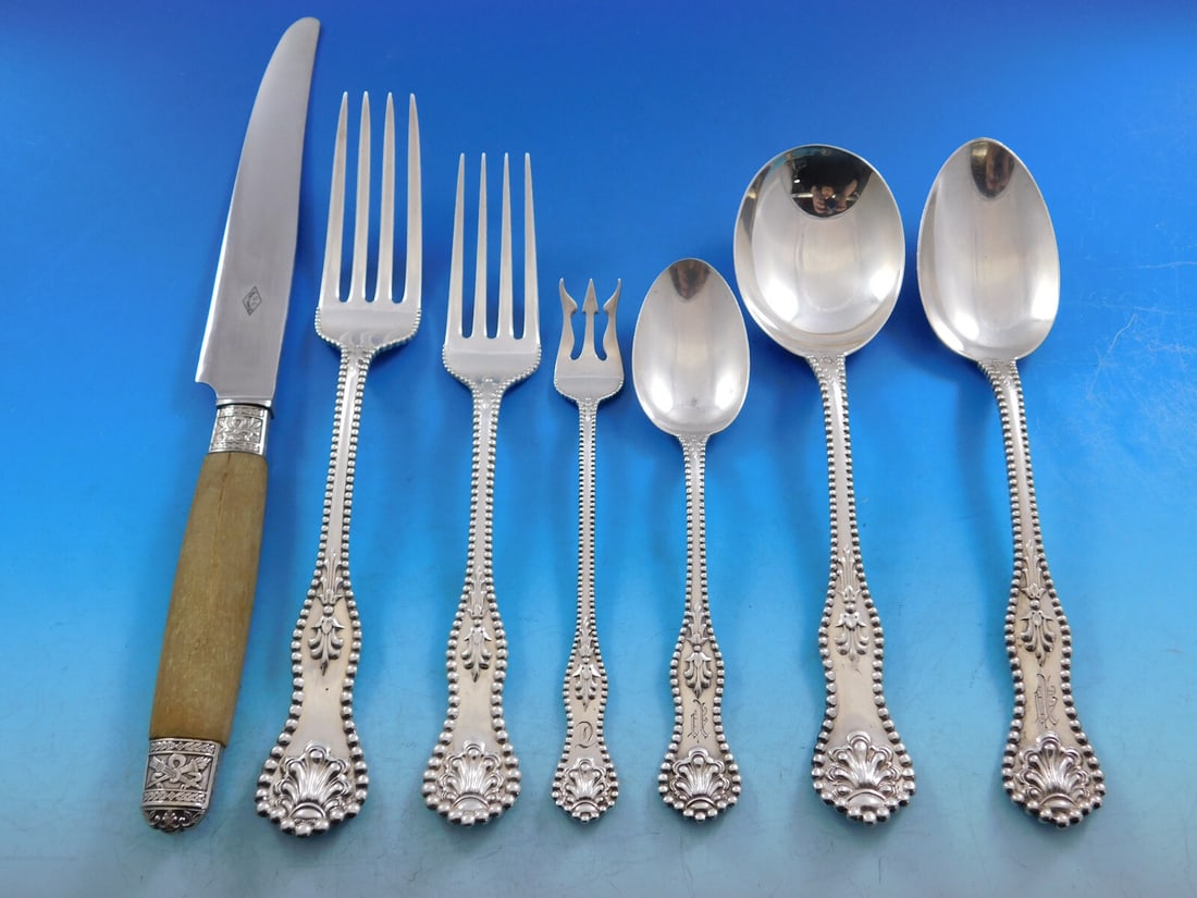 Dominick & Haff Charles II Sterling Silver Flatware Set 56 pc with Storage Chest: Dominick & Haff Charles II Sterling Silver Flatware Set 56 pc with Storage Chest This stunning 56-piece flatware set by Dominick & Haff features the exquisite Charles II pattern, which was introduced