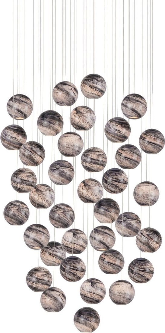 Currey Celestial Palatino 36-Light Pendant with Clear Silver Finish: Currey Celestial Palatino 36-Light Pendant with Clear Silver Finish Introducing the Celestial Palatino Pendant, a stunning multi-drop lighting fixture that combines contemporary design with ambient li