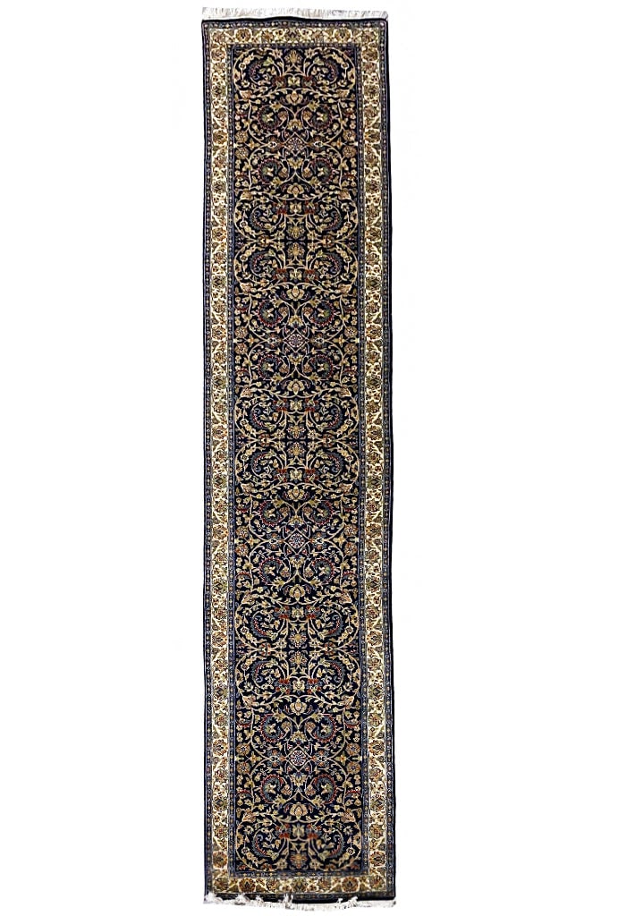Hand-Knotted Persian Area Rug 2'7 x 13' Black Wool Luxury: Hand-Knotted Persian Area Rug 2'7 x 13' Black Wool Luxury Free continental US Shipping Enhance your living space with this stunning hand-knotted Persian area rug, expertly crafted by talented artisans