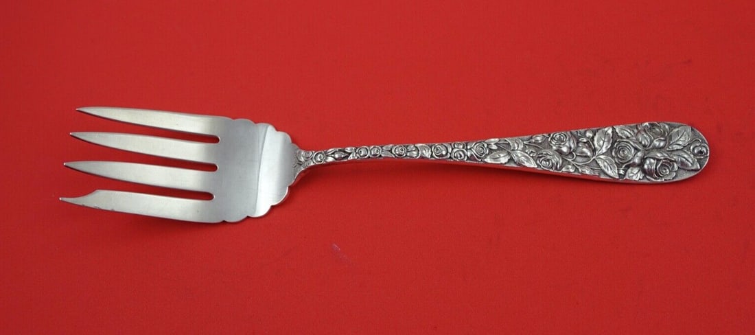 Schofield Baltimore Rose Sterling Silver Cold Meat Fork 8 3/4 Inch: Schofield Baltimore Rose Sterling Silver Cold Meat Fork 8 3/4 Inch This exquisite serving fork, crafted in the early 20th century, features the elegant Baltimore Rose pattern by Schofield. Made of hig