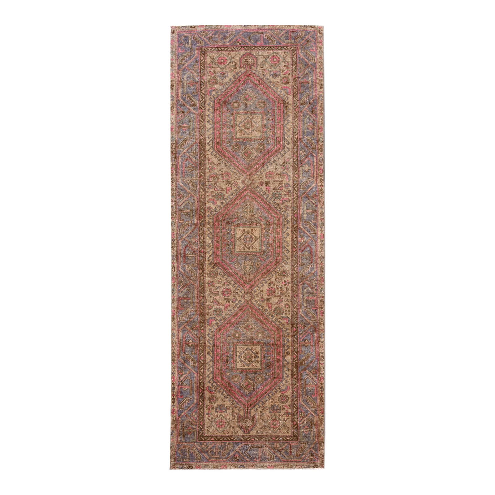 Vintage Malayer Persian Handmade Wool Runner Tan Medallion 3'8 x 10'7 (1 of 10)