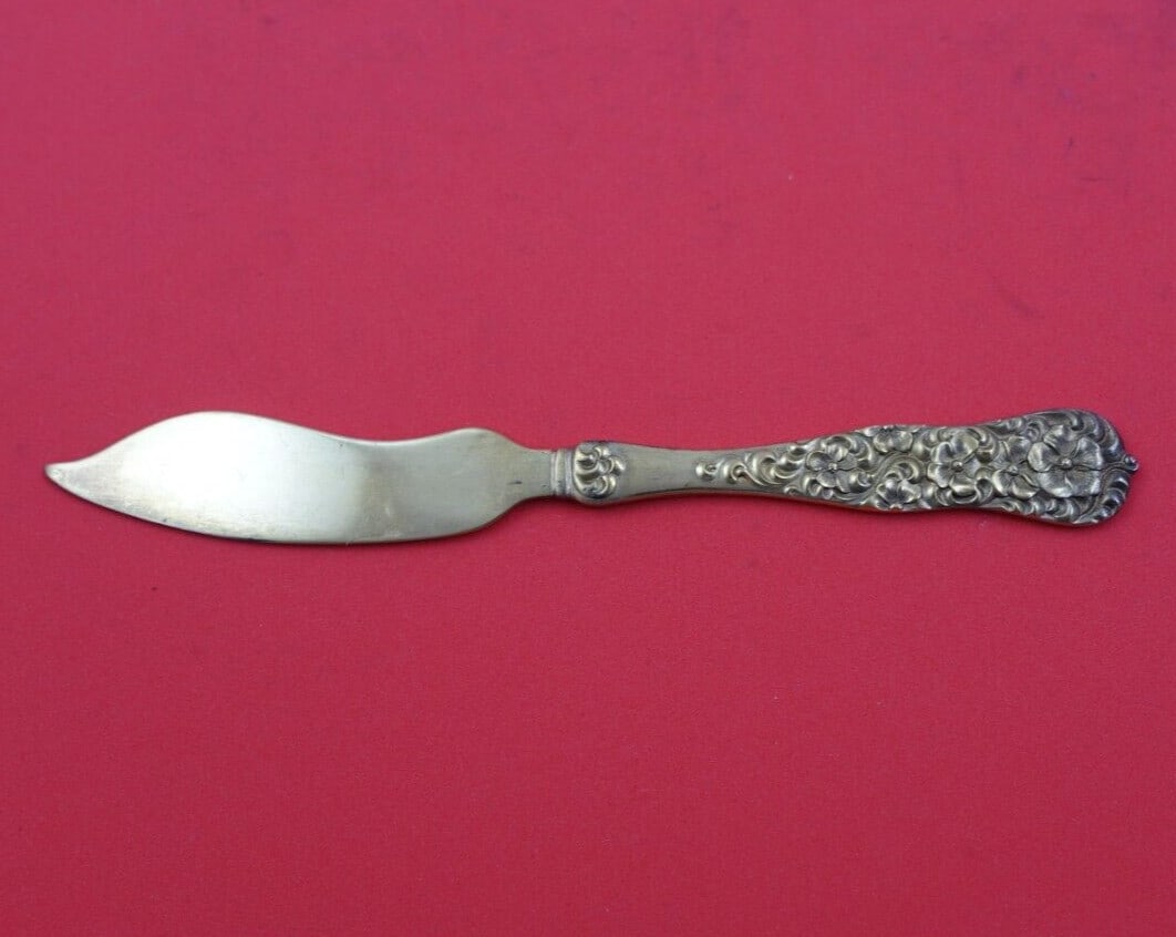 Dominick & Haff Rococo Sterling Silver Vermeil Trout Knife 6 1/4" (1 of 3)