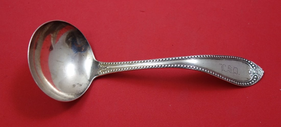 Vanderslice Sterling Silver Beaded Gravy Ladle 7 5/8 Inches Monogrammed (1 of 1)