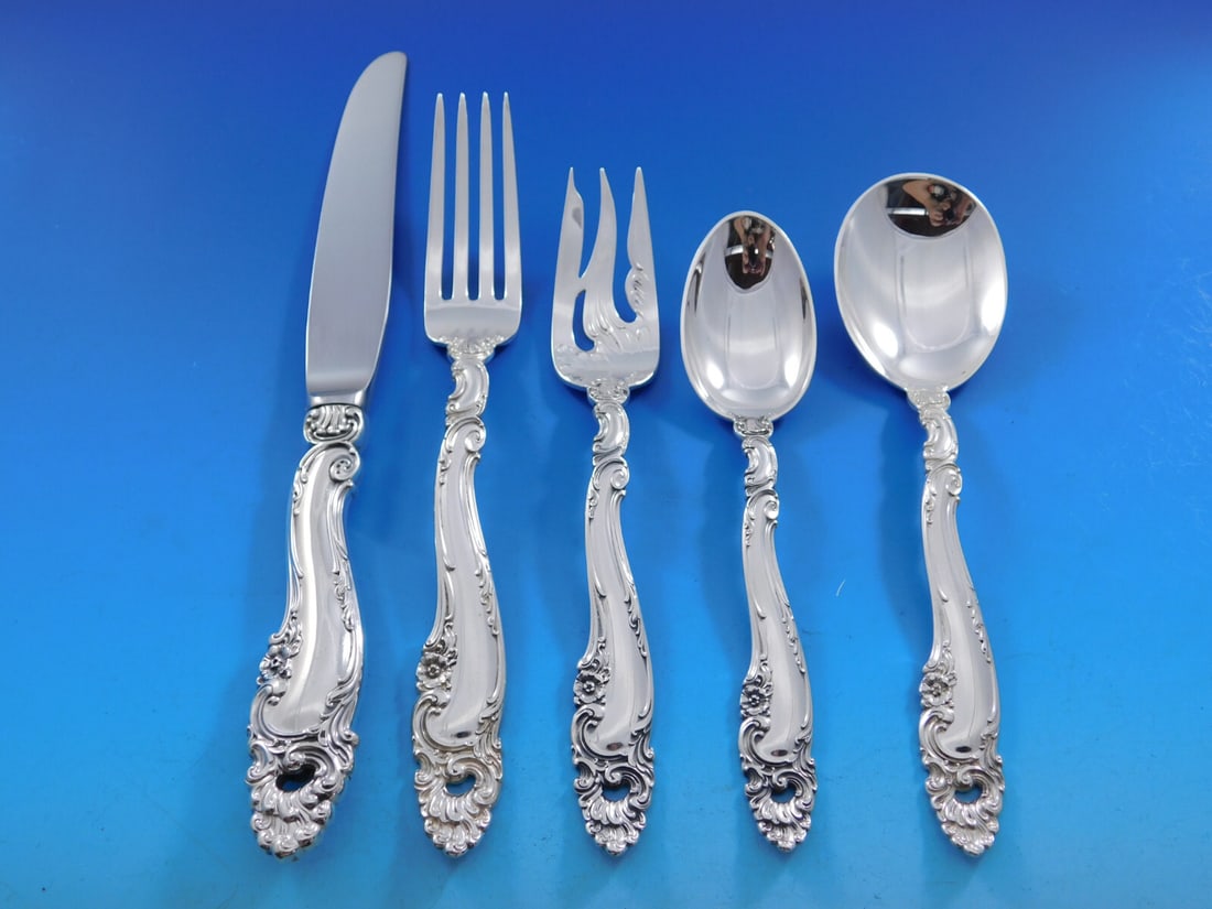Gorham Decor Sterling Silver Flatware Set for 24 - 126 Pieces Rococo Style (1 of 9)