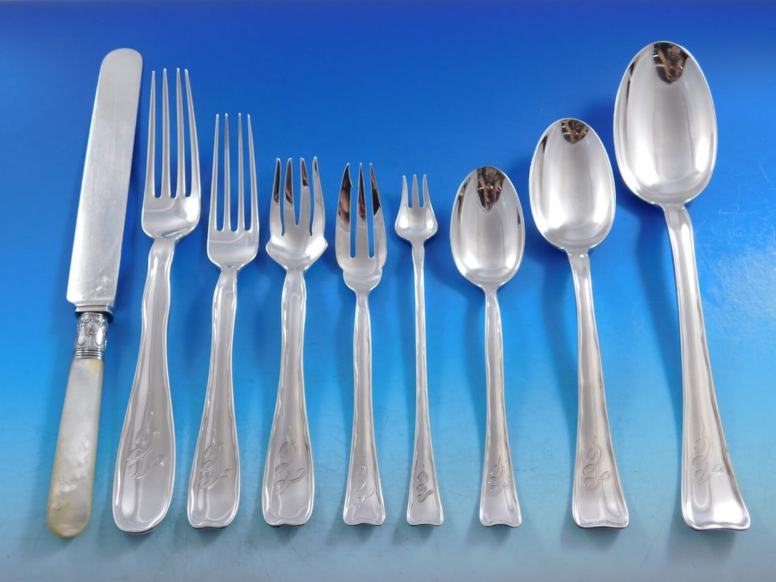 Tiffany & Co. Lap Over Edge Sterling Silver Flatware Set 108 pc with Mother of Pearl Knives (1 of 7)