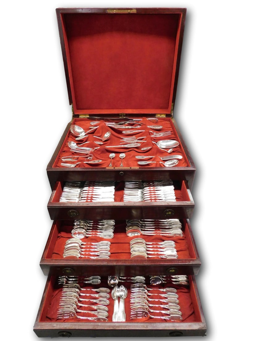 Alvin Marie Antoinette Sterling Silver Flatware Set 201 pcs for 12 Vintage Chest (1 of 12)