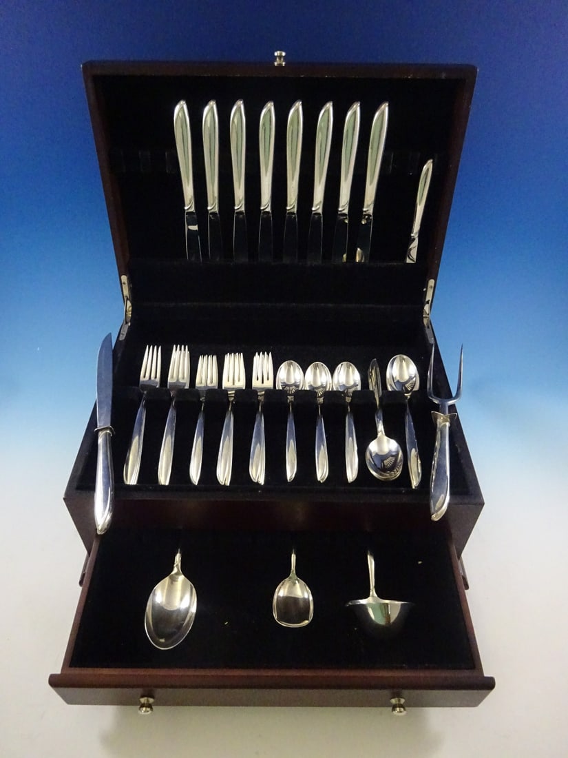 International Silver Rhythm 46-Piece Sterling Silver Flatware Set Mid-Century Modern (1 of 10)