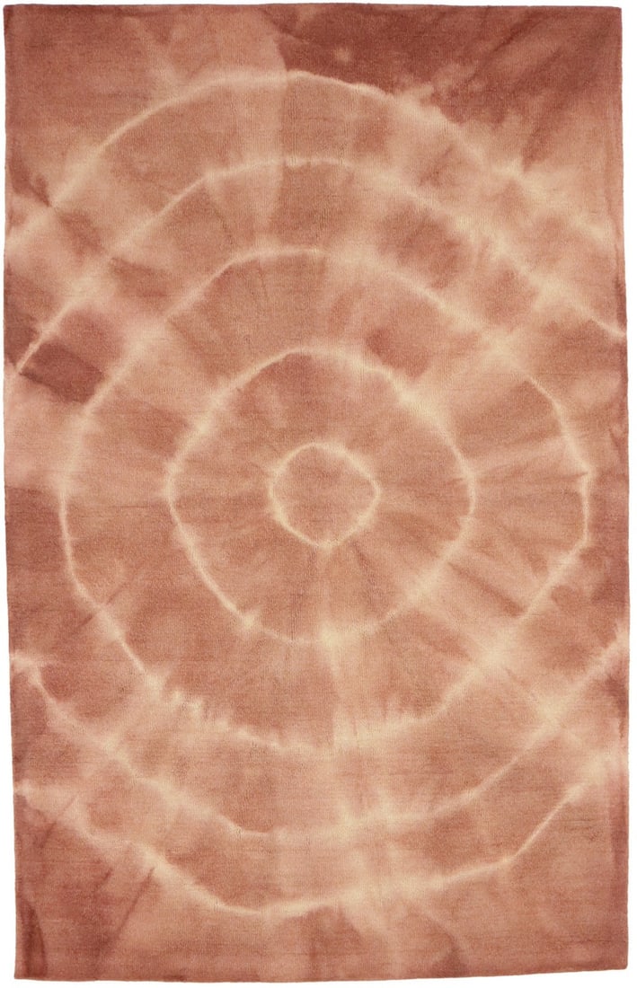 5' x 8' Wool Hand-Tufted Geometric Modern Area Rug in Rust: 5' x 8' Wool Hand-Tufted Geometric Modern Area Rug in Rust This modern hand-tufted area rug features a rust-colored tie-dye abstract geometric pattern, ideal for adding a stylish touch to bedrooms, en