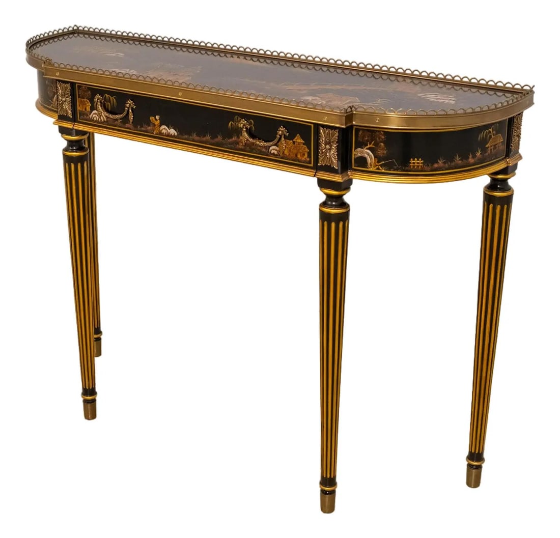Scarborough House Hand Painted Ebony Gilt Console Table Chinoiserie Style (1 of 10)