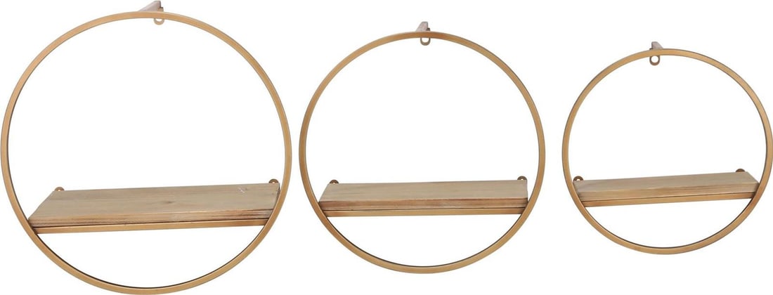 Sagebrook Set of 3 Contemporary Bronze Wall Shelves: Sagebrook Set of 3 Contemporary Bronze Wall Shelves Enhance your living space with this stylish set of 3 bronze wall shelves, perfect for versatile display. Crafted from a combination of brass, iron,